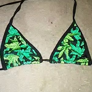 Weed leaf micro bikini top